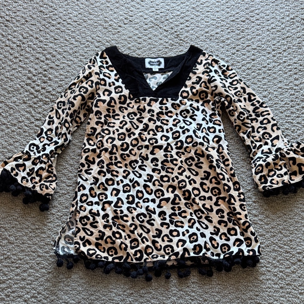 Mud Pie Kids Leopard Print Swim Coverup in Black and Tan